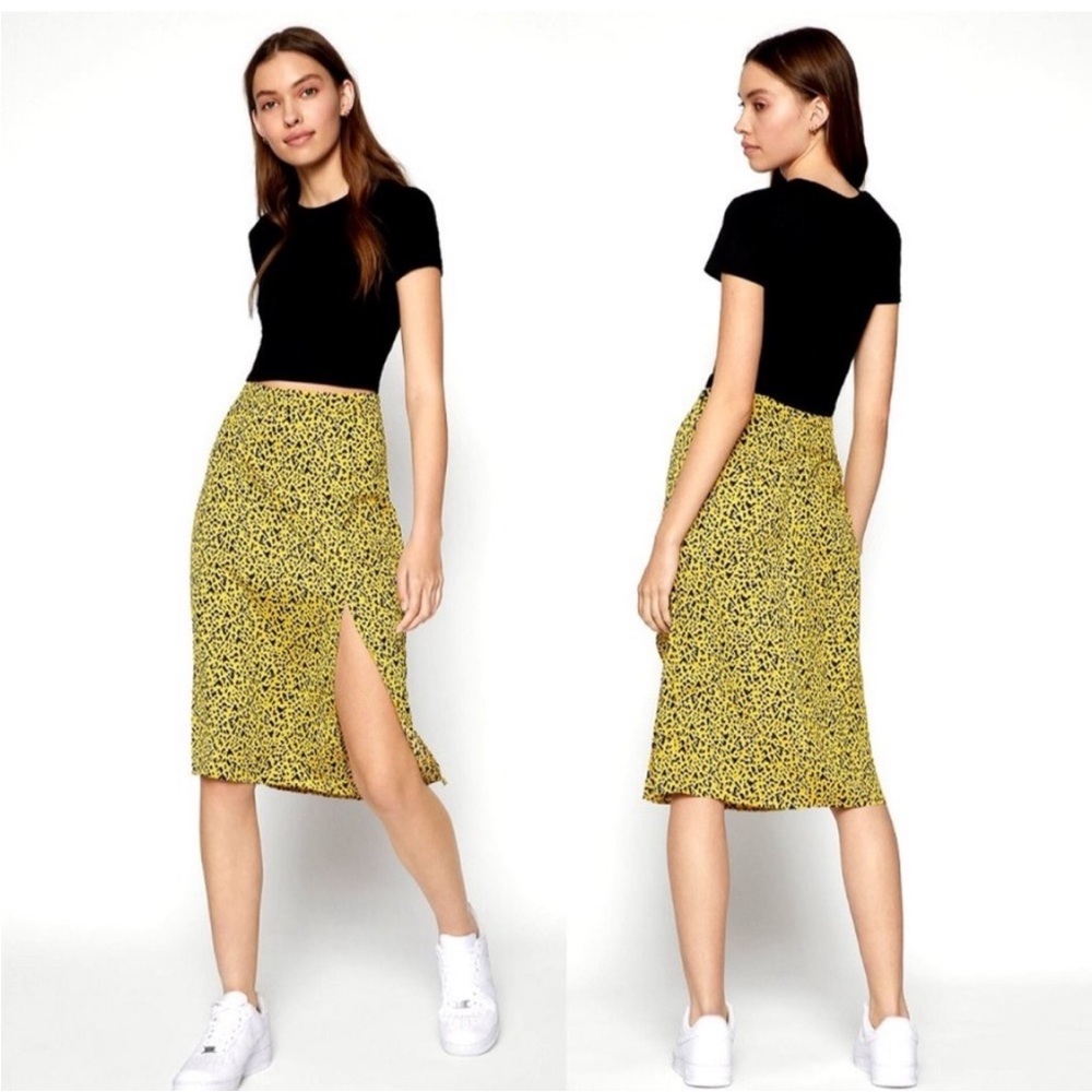 BCBGeneration Yellow Floral Pencil Skirt